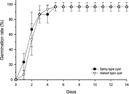 Germination Rates Of Spiny And Artificially Induced Naked Type Cysts