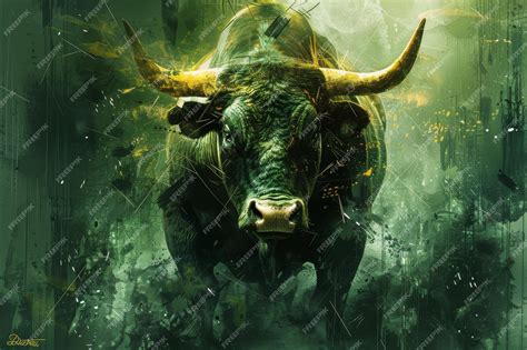 Premium Photo | Bull on Green Background