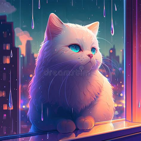 Cat Rain Window Stock Illustrations 277 Cat Rain Window Stock