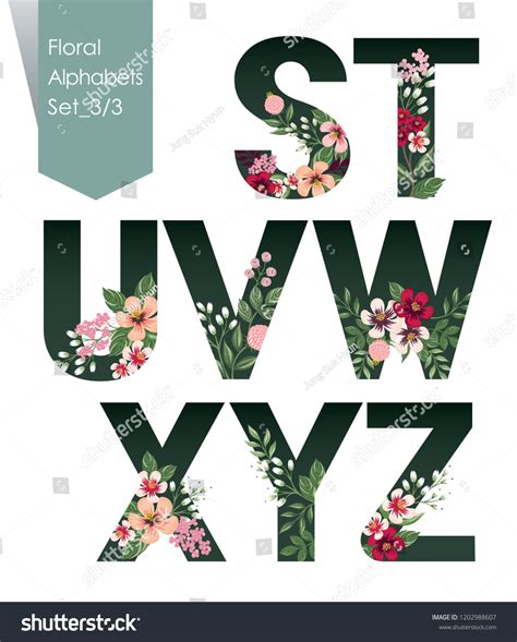 Vector Illustration Floral Alphabets Collection Set 库存矢量图（免版税