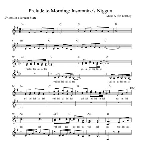 Insomniac's Niggun Sheet Music - Josh Goldberg