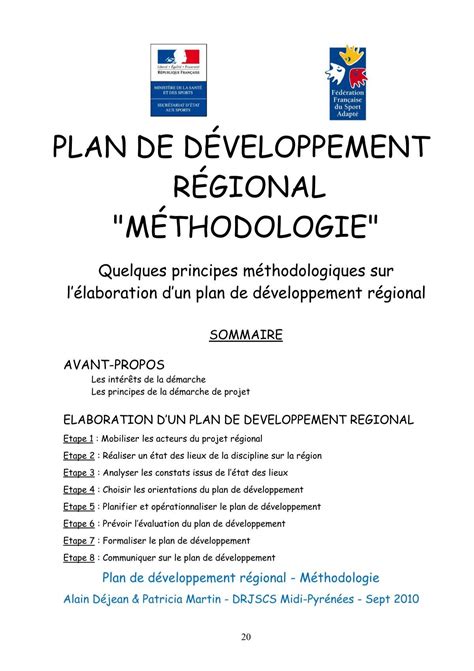 Plan De D Veloppement R Gional M Thodologie F D Ration