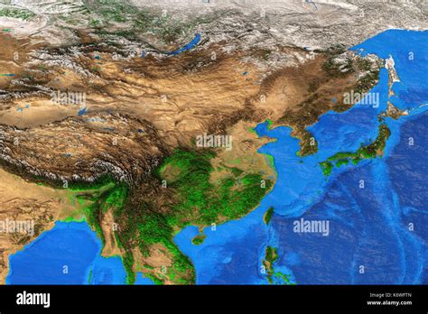 Physical Map Of East Asia Detailed Satellite View Of The Earth And