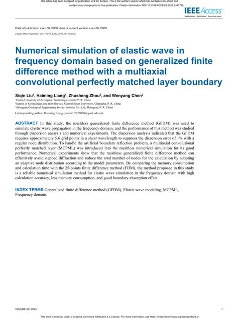 Pdf Numerical Simulation Of Elastic Wave In Frequency Domain Based On