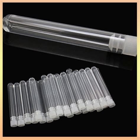 Stks Clear Plastic Test Tube With Cap Shaped Bottom Long