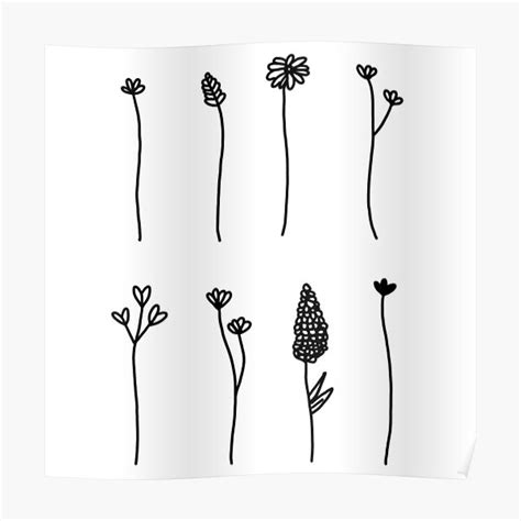 Tall White And Black Flowers Sticker Pack Poster By Megan1007 Redbubble