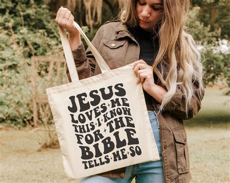 Jesus Loves Me Tote Bag Reusable Tote Christian Tote Bag Religious