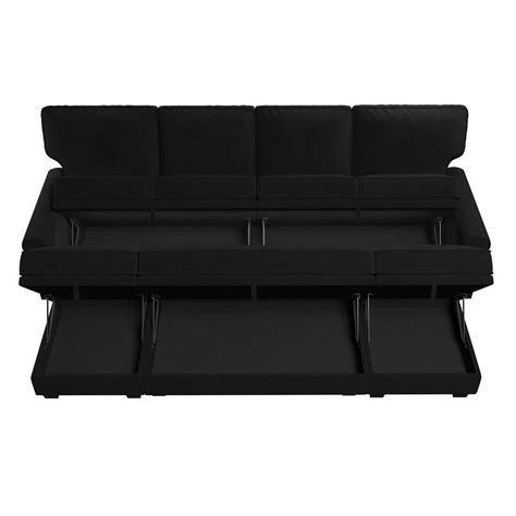 Honbay 1024 Black Material Sleeper Couch Convertible Sofa Bed With