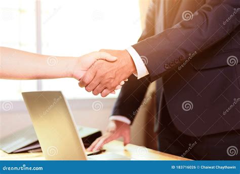 Asian Businessman And Businesswomen Handshaking Stock Photo Image Of