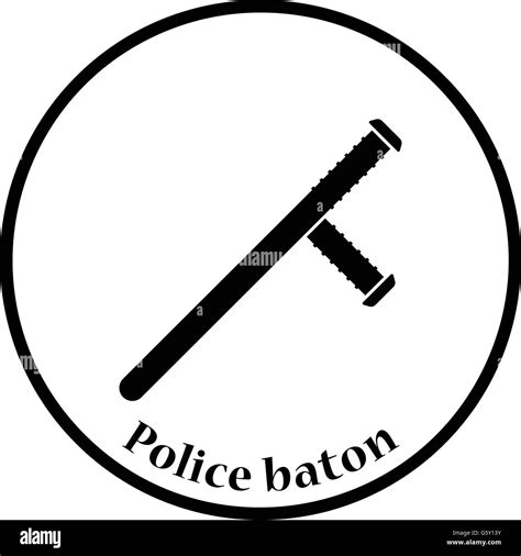 Police Baton Icon Thin Circle Design Vector Illustration Stock Vector