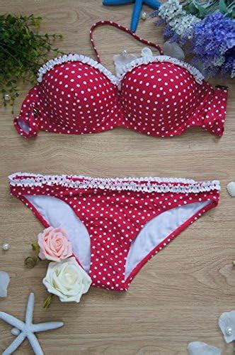 Europa Lady Volants hängen Hals sexy Bikini Bademoden Rot L Amazon de Fashion