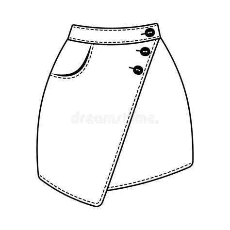 Skirt Women`s Technical Drawing Mini Skirt Isolated On A White