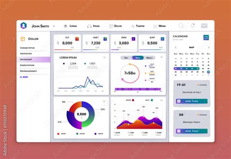 Modern Infographic Dashboard Template Admin Panel Ui Interface With