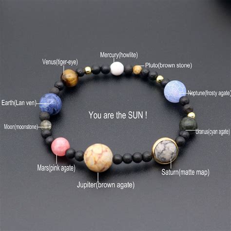 Fashion Nine Planets Of Solar System Stone Beaded Bracelet Women Girl