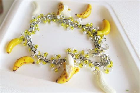 Banana Bracelet Fruit Jewelry Peeled Ripe And Whole Bananas