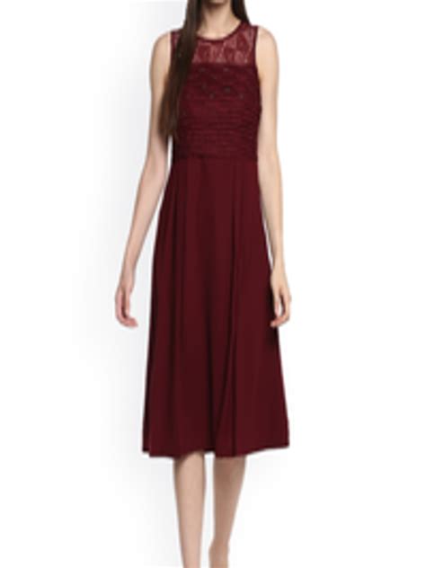 Buy Soie Women Maroon Lace Fit And Flare Dress - Dresses for Women 2209430 | Myntra