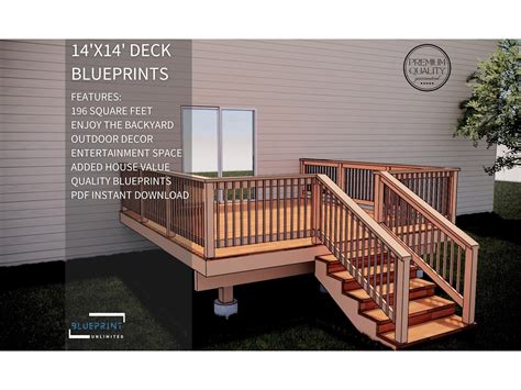 Deck Plans 14x14 for DIY Construction and Permit - Etsy