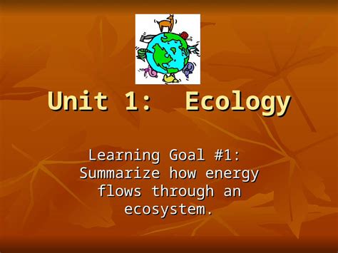 Ppt Unit Ecology Learning Goal Summarize How Energy Flows