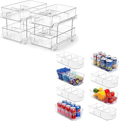 Landneoo 2 Set 2 Tier Clear Organizer With Dividers 8