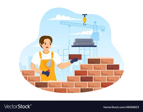 Bricklayer Worker With People Construction Vector Image