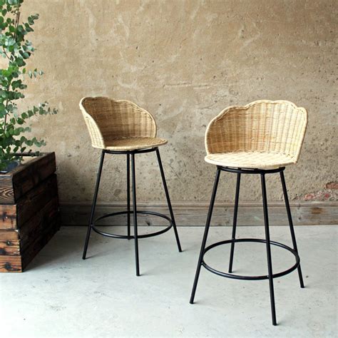 Natural Rattan Scallop Kitchen Island Bar Stool The Rattan Company