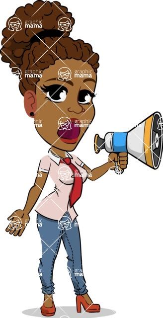 Flat Cartoon African American Girl Holding A Loudspeaker Graphicmama