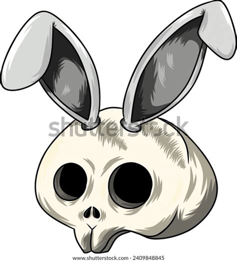Cute Rabbit Skull Coloring Drawing Vector Stock Vector Royalty Free