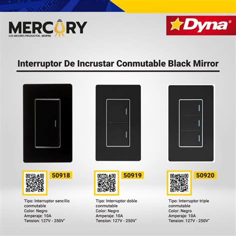 Interruptor De Incrsutar Doble Conmutable Black Mirror ETI53 Dyna