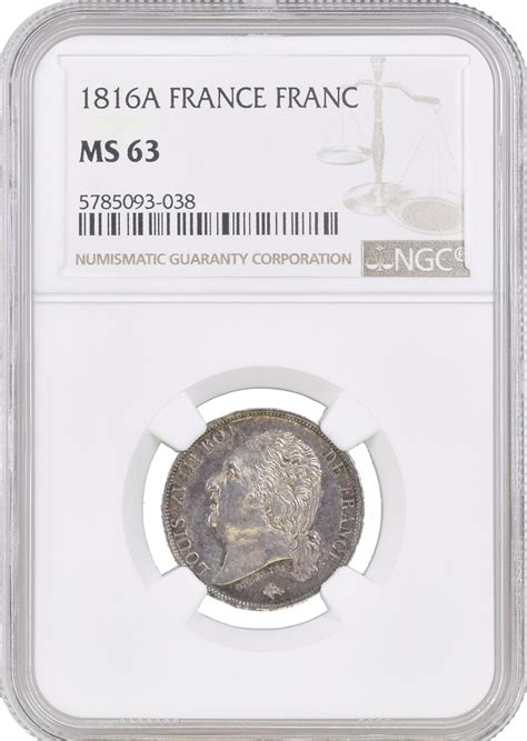 France Franc A Ngc Ms King Louis Xviii France