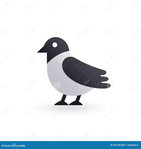 Minimalistic Black And White Pigeon Icon Vector Stock Illustration