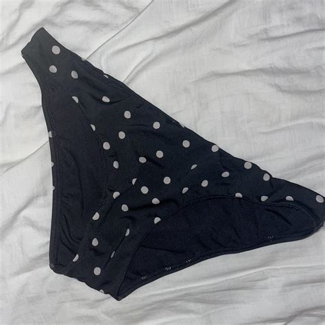 Black Polka Dot Bikini Bottom Brief New Without Tags Depop