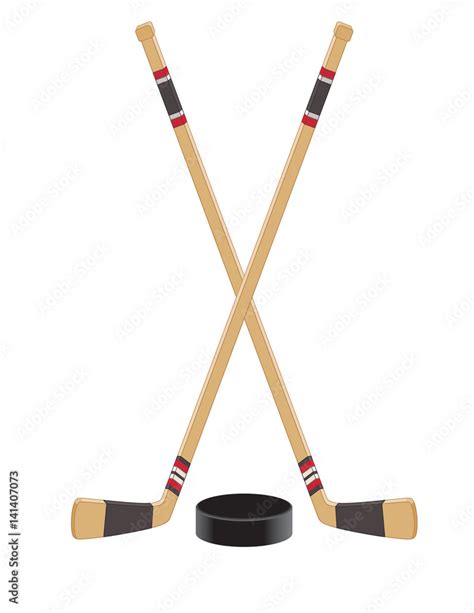 Hockey Sticks Crossed With Puck