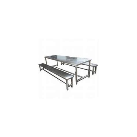 Silver Stainless Steel Table With Benches At Best Price In Ahmedabad