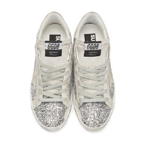 Golden Goose Ssense Exclusive Silver Glitter Superstar Sneakers Modesens