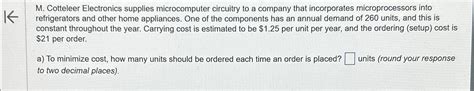 Solved M Cotteleer Electronics Supplies Microcomputer Chegg