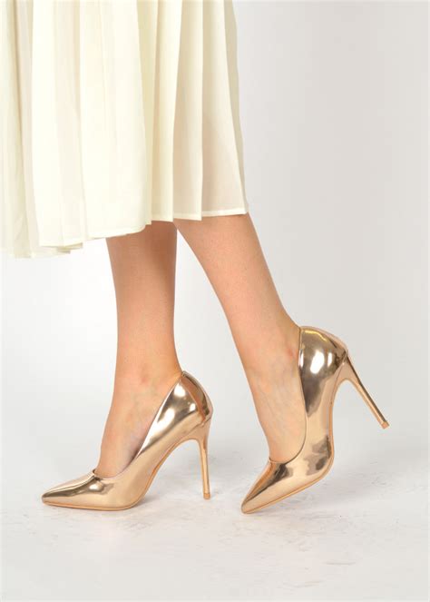 Rose Gold Court Shoes Shoelace Womens Shoes Bags And Fashion