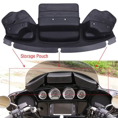 Motorcycle 3 Pocket Windshield Batwing Fairing Pouch Bag For Harley