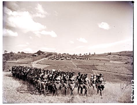 Zululand 1951 Large Group Of Zulu Girls With Kraal In The Distance