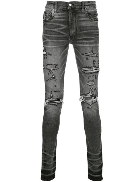 Amiri Denim Ripped Jeans In Grey Gray For Men Lyst