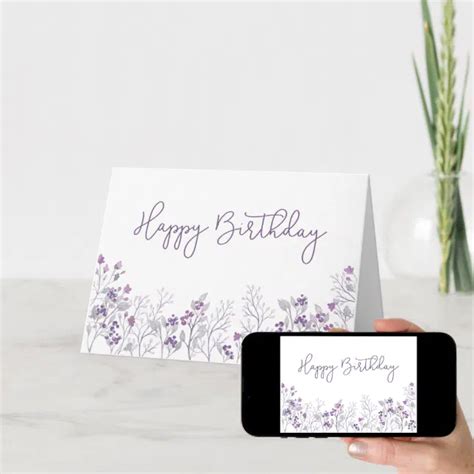 Simple Purple Floral Birthday Card Zazzle