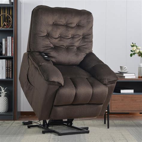 Merax Brown Power Lift Recliner Chair With Remote And Soft Fabric