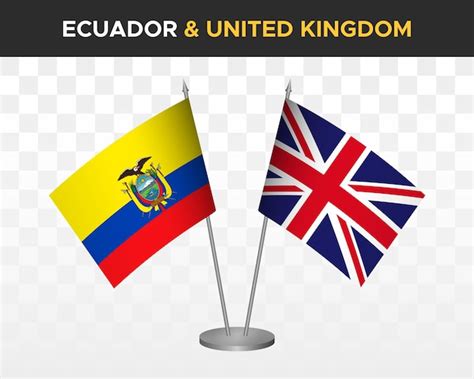 Ecuador Vs Reino Unido Reino Unido Escritorio Banderas Maqueta Aislado