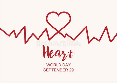 World Heart Day Poster with Heart Beat Line Vector Stock Vector ...