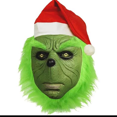 The Grinch Full Head Latex Mask Adult Costume Xmas Christmas Cosplay Etsy