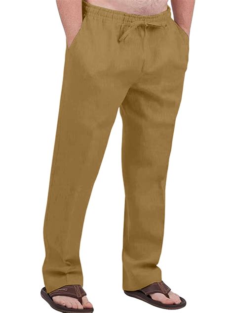 Frontwalk Men Pants Drawstring Long Pant Solid Color Trousers Mens