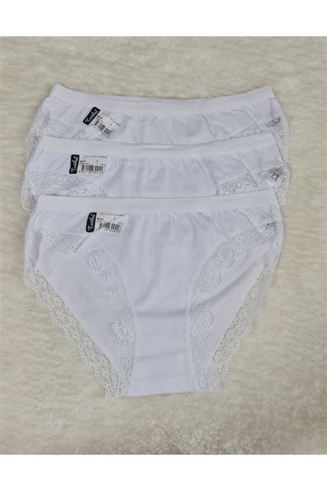Tutku 3 lü Paket Beyaz Paça Dantelli Işık Bikini Külot Fiyatı Yorumları Trendyol
