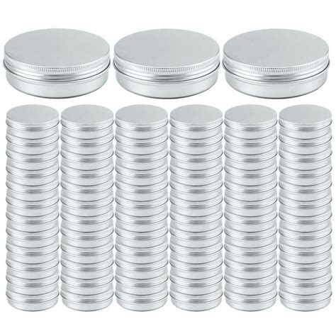 2oz Aluminum Empty Storage Screw Top Tin Jars With Lids 75pcs Round Candle Cans Refillable