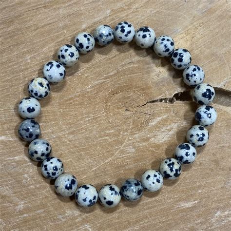 Bracelet Jaspe Dalmatien 8mm Pierres Et Artisanat