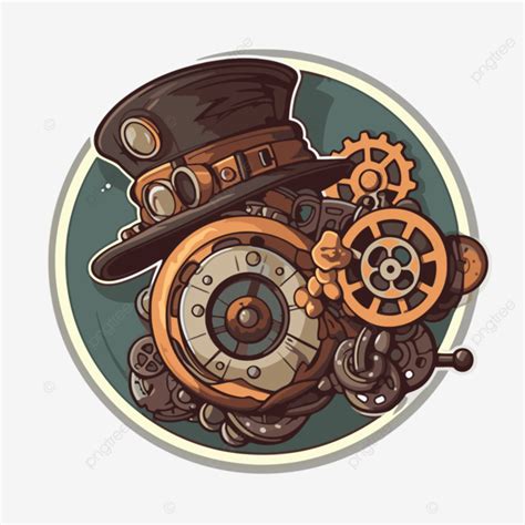 Steampunk Steampunk Hat Vector Illustration Clipart Sticker Design