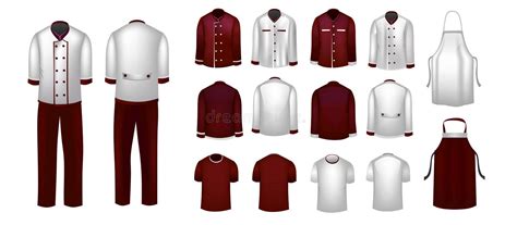 Culinary Uniform Set for Restaurant or Cafe with White and Red Wine ...